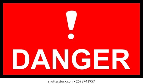 Bold red and white sticker with "DANGER" text and a prominent exclamation mark. Ideal for safety alerts and warning signage in hazardous, industrial, or construction environments