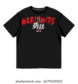 Bold red and white typography design with urban streetwear graphic elements, perfect for t-shirt printing and graphic design projects.
