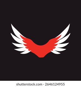 Bold red and white wing emblem with sharp vector details, perfect for aviation logos, luxury brands, and powerful identity designs.