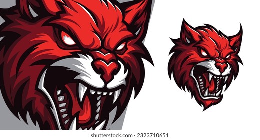 Logotipo del Lobo Rojo audaz: Gráfico vectorial de ilustraciones cautivador para equipos deportivos dominantes y deportivos electrónicos