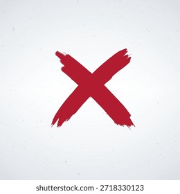 Una marca X roja en negrita sobre un fondo blanco limpio, que simboliza advertencia, error o rechazo de una manera simple y visualmente llamativa.