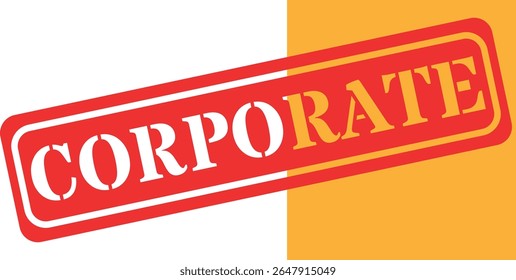 Sello rojo y amarillo con la palabra corporativo
