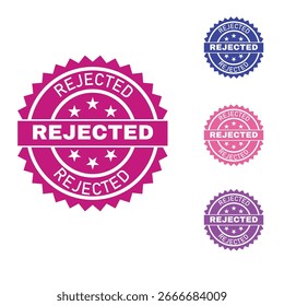 Diseño de Vector de insignia de sello rechazado audaz: Colección de sello redondo en múltiples Colores