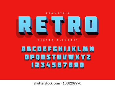 Bold Retro Alphabet And Numbers. Eps10 Vector.