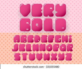 bold retro alphabet on pink dotted background