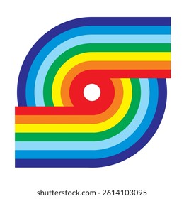 Bold Retro Rainbow Circular Design Art