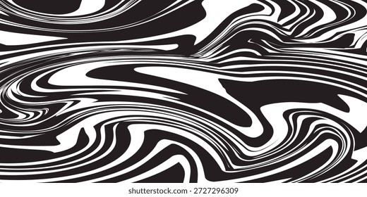 Fundo de onda retro negrito com linhas psicodélicas vermelhas, amarelas e multicoloridas, ilustração vetorial abstrata 60s 70s na orientação horizontal e vertical para uso criativo

