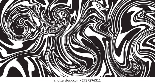 Fundo de onda retro negrito com linhas psicodélicas vermelhas, amarelas e multicoloridas, ilustração vetorial abstrata 60s 70s na orientação horizontal e vertical para uso criativo

