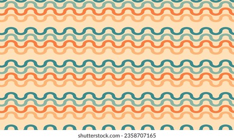 Ondas retro audaces vintage suave color naranja azul beige vintage ropa deportiva