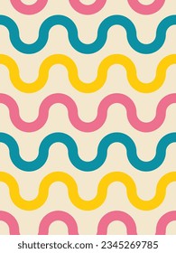 Bold retro yellow blue pink regular geometric waves