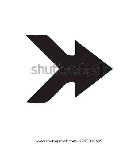 Bold Right Arrow Icon with Chevron Tail. Forward, Next, and Direction Symbol.