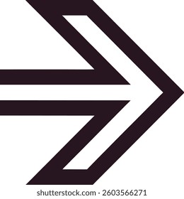 Bold right arrow icon with double outline design, vector illustration for direction and movement