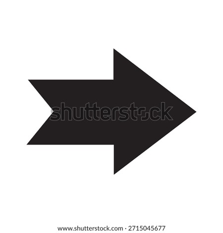 Bold Right Arrow Icon with V-Cut Tail. Direction, Forward, and Next Symbol.