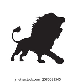 Bold Roaring Lion Silhouette with Sharp Details - Lion Vector - Lion Icon
