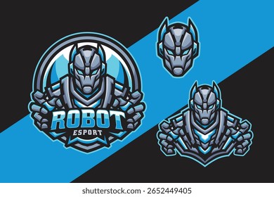 Personagem mecha robô ousado projetado para marca, logotipo ou mercadoria. Ideal para gamer, streamer ou equipe de esporte.