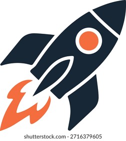 Icono de marca de lanzamiento de cohete audaz