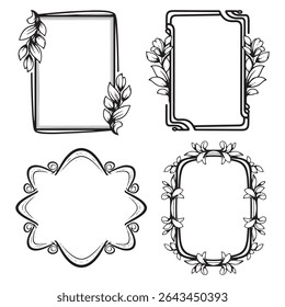 Bold and Romantic Blooming Vintage Decorative Floral Frames Vector Set Packs
