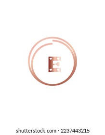 A bold and romantic vibes display letter E vector logo template with heart accent