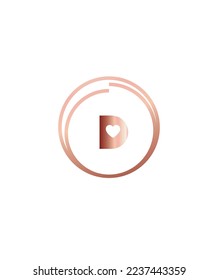 A bold and romantic vibes display letter D vector logo template with heart accent