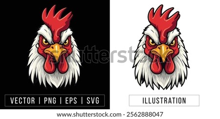 Bold Rooster Head Illustration - Vector Clipart for Branding and Design