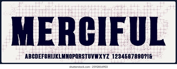 Bold rough vector font. Uppercase and number alphabet font.