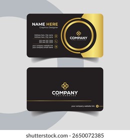 Bold Round Frame Business Card Design in Gold and Black Theme