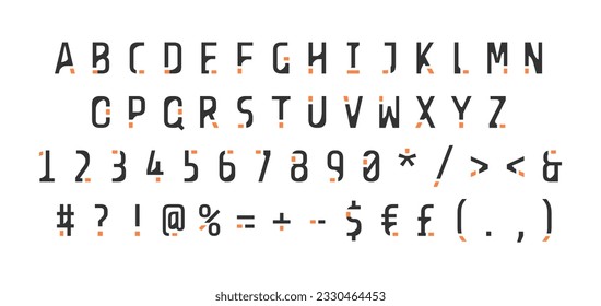 Bold rounded alphabet set with decor. Vector decorative typography. Decorative typeset style. Latin script for headers. Trendy letters and numbers for graphic posters, banners, invitations texts