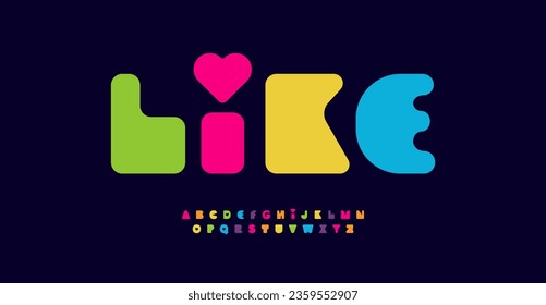 Bold rounded and brightly colored logo font. Playful smooth shapes of letters ideal for children games, kid toys and baby products typographic design. Great for modern logos. Vector typeset