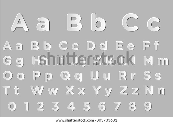 リアルな影と太い丸い平らな白いフォント 英語のアルファベット のベクター画像素材 ロイヤリティフリー リアルな影と太い丸い平らな白いフォント 英語のアルファベット のベクター画像素材 ロイヤリティフリー