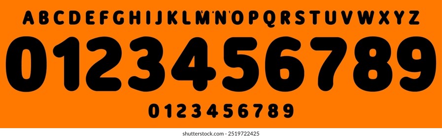 Bold rounded font, fat heavy softed smooth numbers and letters for sports branding, jersey numbers, team merchandise. Vector typeset