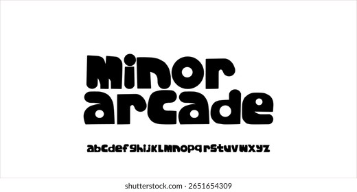 Fonte Arredondada Em Negrito. Mão Retrô Desenhado Tipo. Letras minúsculas chubby com Art Deco Flair para Posters atraente, logotipos elegantes, embalagem e ilustração de vetor de marca criativa.