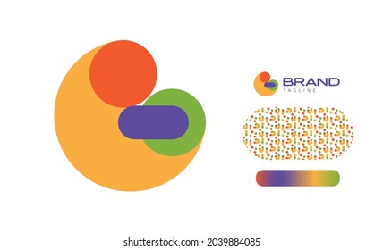 Bold Rounded Multicolored Font Logo Using Letter G for Nursery, Preschool, Playful fun Lettering, Business Brand with pattern and gradient using colors red, yellow, blue, green