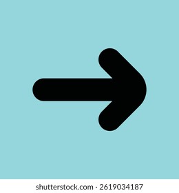 Bold rounded right arrow vector icon, ideal for modern navigation interfaces, apps, and digital products.