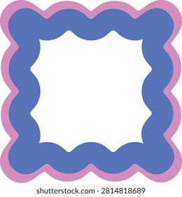 Bold Rounded Wave Square Frame Vector Illustration Decorative Scalloped Border Abstract Graphic Shape Element