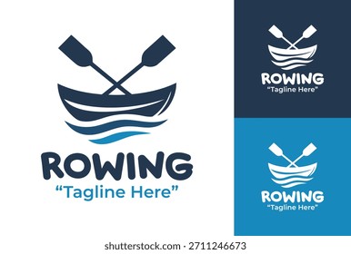 Una atrevida insignia de remo ideal para marcas de equipo deportivo, clubes de remo e identidad deportiva al aire libre.