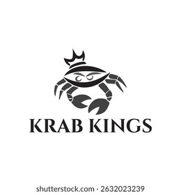 Bold and royal "Krab Kings" logo with a crowned crab illustration, symbolizing premium seafood and authority. Perfect for seafood restaurants, crab shacks, or food brands.

