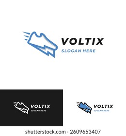 Bold running shoe with thunder icon, perfect for sportswear, speed, tech, and athletic brand identity.