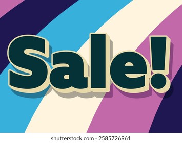 Bold SALE! text on a colorful striped background.