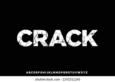 Bold sans serif display font vector with cracked texture