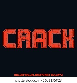 Bold sans serif display font vector with cracked texture