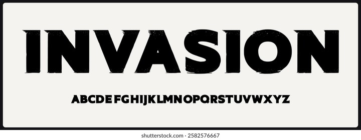 Bold sans serif vector font. Alphabet vector font with unique texture. Rough and grunge style vector font