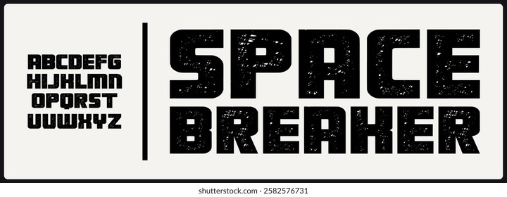 Bold sans serif vector font. Alphabet vector font with unique texture. Rough and grunge style vector font