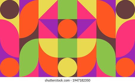fondo de arte geométrico con formas e imágenes simples. Resumen de diseño de patrones vectoriales al estilo escandinavo para banners web, presentaciones de negocios y otros