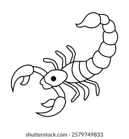 Bold scorpion line art illustration.