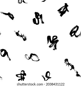 Bold scribbles vector seamless pattern. Swirled lines and freehand brush strokes. Abstract black ink background with swirled lines. Hand-drawn chaos doodles, scrawl sketch, squiggle pattern. 