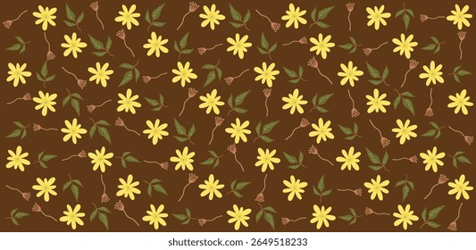 Bold seamless pattern featuring organic leaves and flowers. Editable vector illustration perfect for creative design use.