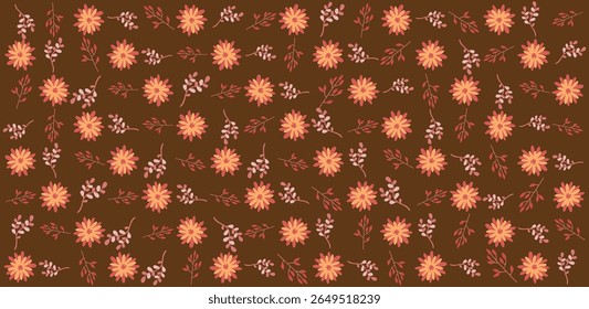 Bold seamless pattern featuring organic leaves and flowers. Editable vector illustration perfect for creative design use.