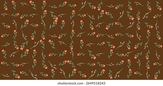 Bold seamless pattern featuring organic leaves and flowers. Editable vector illustration perfect for creative design use.