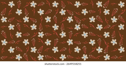 Bold seamless pattern featuring organic leaves and flowers. Editable vector illustration perfect for creative design use.