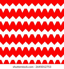 Bold seamless pattern of red zig zag lines on a white background, creating a dynamic and eye catching graphic. Ideal for modern textiles, packaging, or digital art